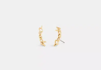 Coach Outlet Coach Script Crawler Earrings In Yellow