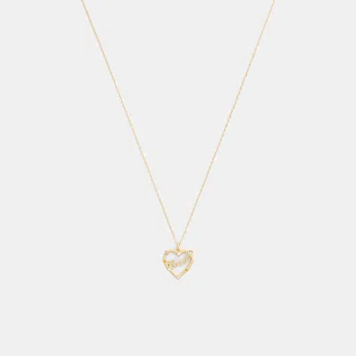 Coach Outlet Coach Script Heart Pendant Necklace In Multi