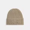 Coach Outlet Coach Script Knit Beanie In Brown