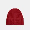 Coach Outlet Coach Script Knit Beanie In Red