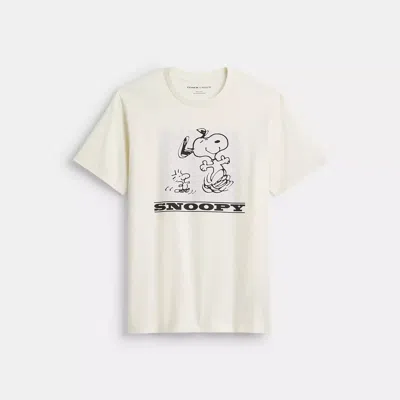 Coach Outlet Coach X Peanuts Snoopy Signature Square T Shirt In Organic Cotton In White