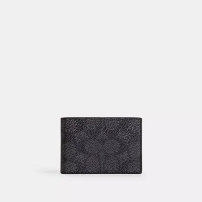 Coach Outlet Compact Billfold Wallet In Signature Canvas In Black