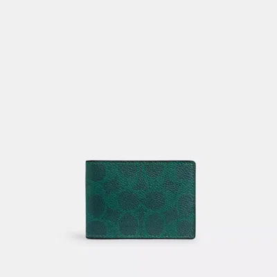 Coach Outlet Compact Billfold Wallet In Signature Canvas In Green