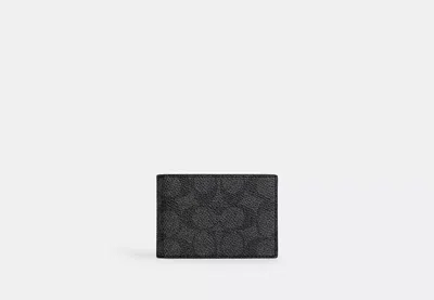 COACH OUTLET COMPACT BILLFOLD WALLET IN SIGNATURE CANVAS