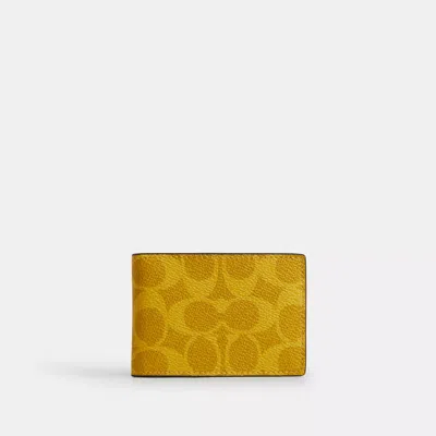 Coach Outlet Compact Billfold Wallet In Signature Canvas In Yellow