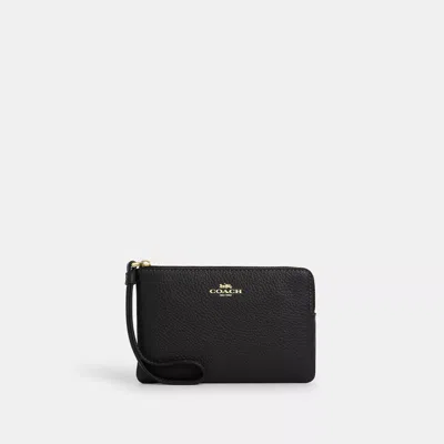 Coach Outlet Corner Zip Wristlet In Black