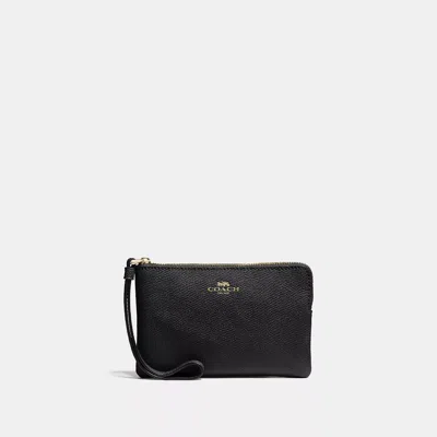 Coach Outlet Corner Zip Wristlet In Black