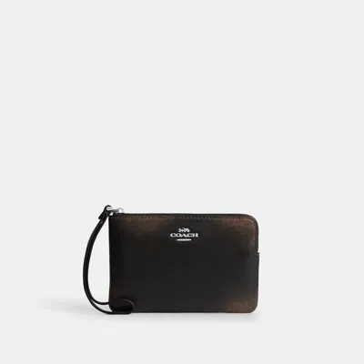 Coach Outlet Corner Zip Wristlet In Black