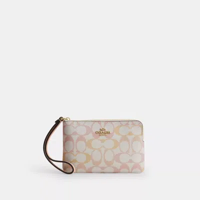 Coach Outlet Corner Zip Wristlet In Pretty Signature Canvas