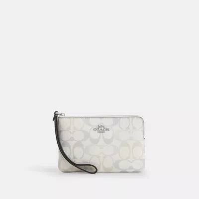 Coach Outlet Corner Zip Wristlet In Pretty Signature Canvas