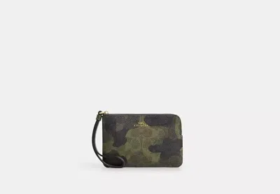 Coach Outlet Corner Zip Wristlet In Signature Camo Print In Neutral