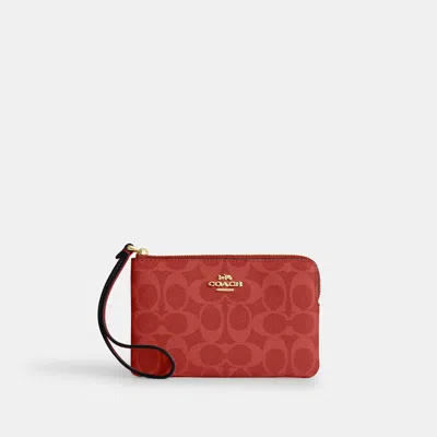 Coach Outlet Corner Zip Wristlet In Signature Canvas