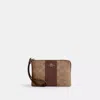Coach Outlet Corner Zip Wristlet In Signature Canvas With Stripe In Beige