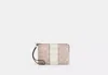 Coach Outlet Corner Zip Wristlet In Signature Canvas With Stripe In Beige