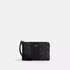 Coach Outlet Corner Zip Wristlet In Signature Canvas With Stripe In Grey