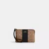 Coach Outlet Corner Zip Wristlet In Signature Canvas With Stripe In Multi