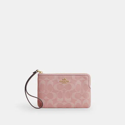 Coach Outlet Corner Zip Wristlet In Signature Denim In Multi