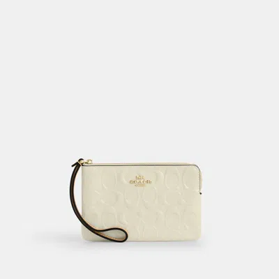 Coach Outlet Corner Zip Wristlet In Signature Leather With Charm