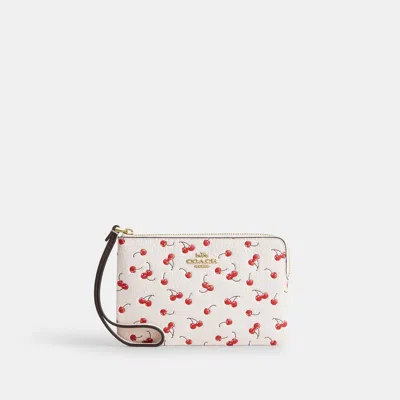 Coach Outlet Corner Zip Wristlet With Cherry Print In Neutral