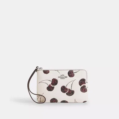 Coach Outlet Corner Zip Wristlet With Cherry Print In Multi