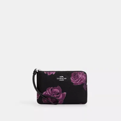 Coach Outlet Corner Zip Wristlet With Floral Print In Multi