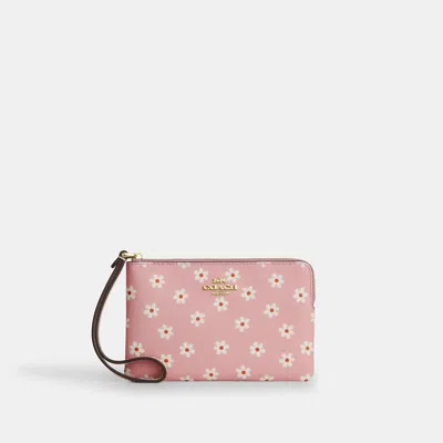 Coach Outlet Corner Zip Wristlet With Floral Print In Multi