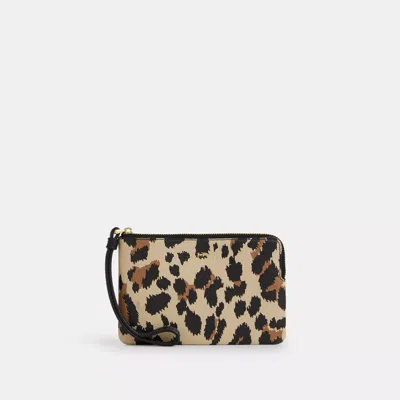 Coach Outlet Corner Zip Wristlet With Leopard Print In Multi