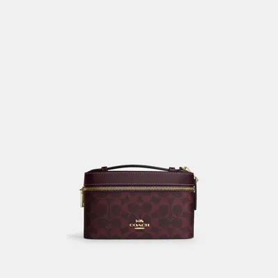Coach Outlet Cosmetic Case In Gold/black Currant