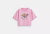 Coach Outlet Cosmic Coach Rocket Print Cropped T-shirt In Organic Cotton In Pink