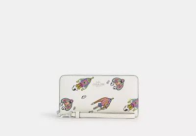 Coach Outlet Cosmic Long Zip Around Wallet With Rocket Print In White