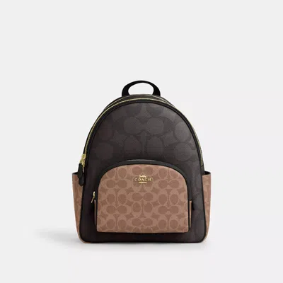 Coach Outlet Court Backpack In Blocked Signature Canvas In Multi