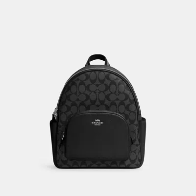 Coach Outlet Court Backpack In Signature Canvas In Silver