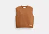 Coach Outlet Crewneck Sweater Vest In Organic Cotton In Brown