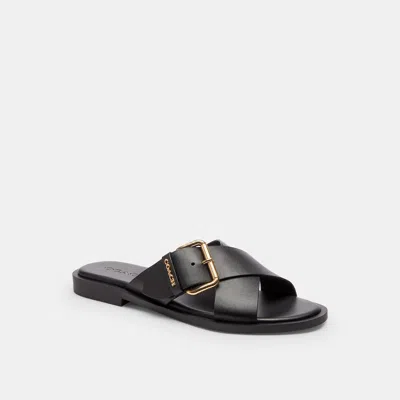 Coach Outlet Crisscross Buckle Sandal In Black