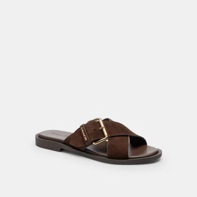 Coach Outlet Crisscross Buckle Sandal In Brown