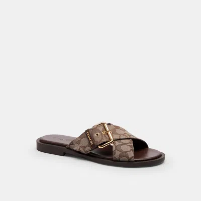Coach Outlet Crisscross Buckle Sandal In Signature Jacquard In Multi