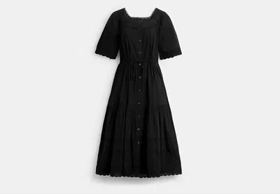 Coach Outlet Crochet Trim Dress In Black