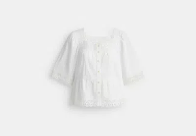 Coach Outlet Crochet Trim Top In White