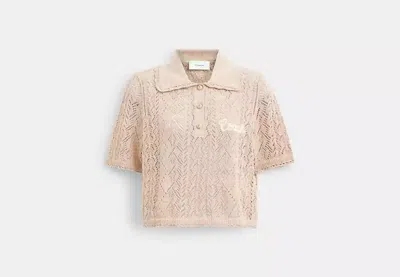 Coach Outlet Cropped Knit Polo Top In Yellow