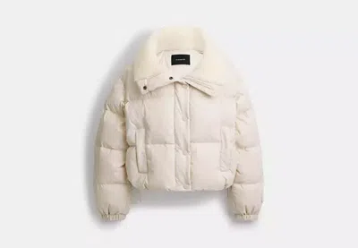 Coach Outlet Cropped Puffer With Sherpa In White