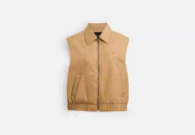 Coach Outlet Cropped Vest In Recycled Nylon In Beige