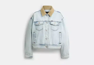 Coach Outlet Denim Jacket With Corduroy Collar In Organic Cotton In Blue
