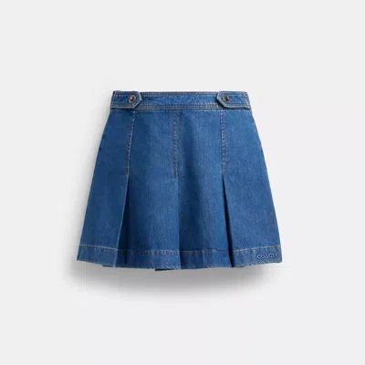 Coach Outlet Denim Pleated Skirt In Blue