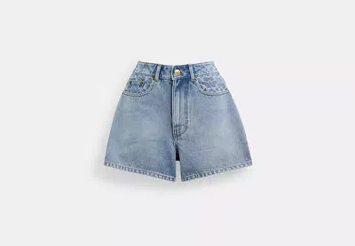Coach Outlet Denim Shorts In Organic Cotton In Blue