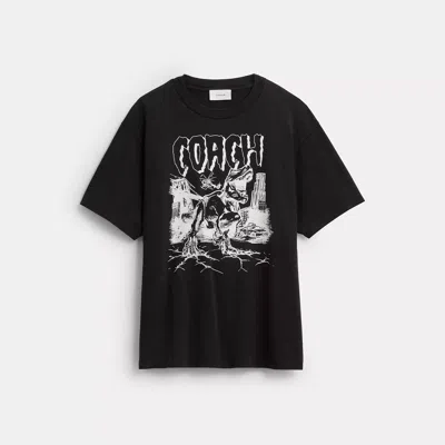 Coach Outlet Dinosaur City Relaxed T-shirt In Organic Cotton In Black