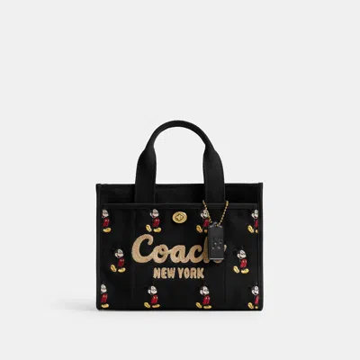 Coach Outlet Disney X Coach Cargo Tote Bag 26 With Mickey Mouse In Regenerative Cotton Canvas In Brass/black