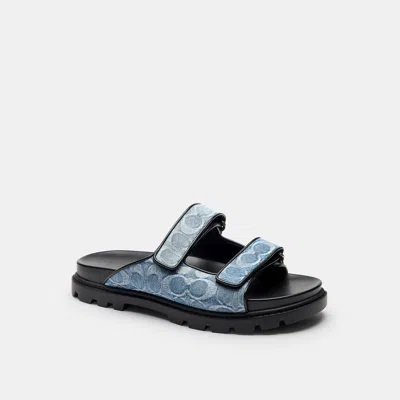 Coach Outlet Double Banded Sandal In Signature Denim In Denim Blue