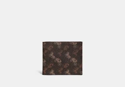 Coach Outlet Double Billfold Wallet With Horse And Carriage Print In Brown