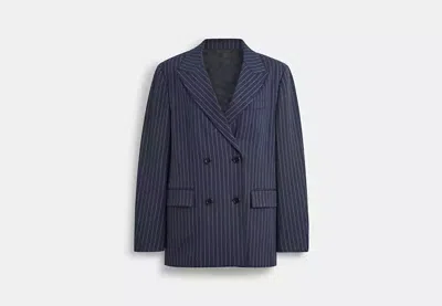 Coach Outlet Double Breasted Blazer In Blue