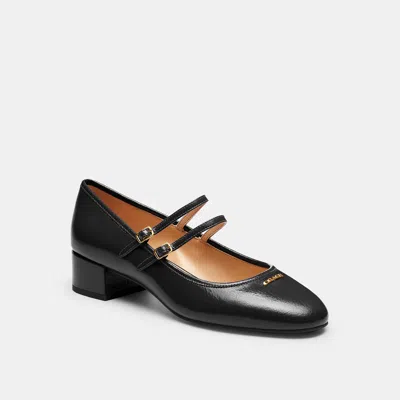 Coach Outlet Double Buckle Block Heel Mary Jane In Black